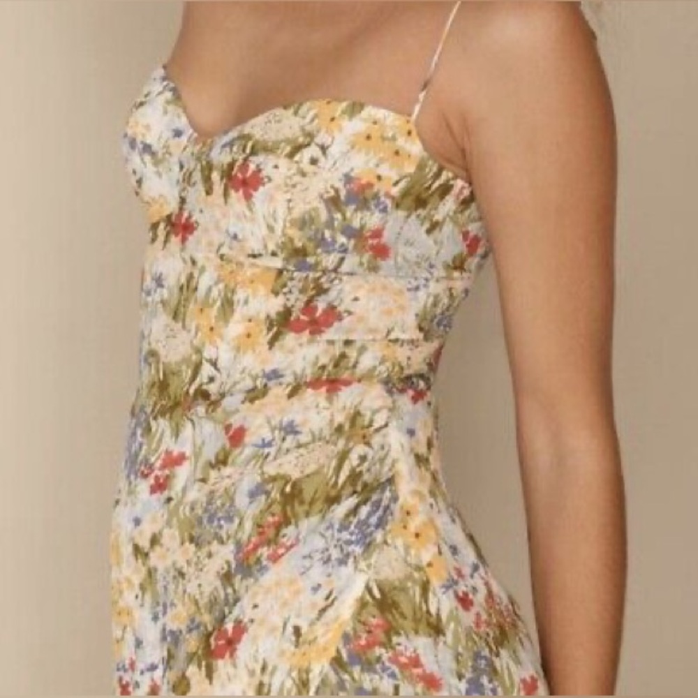 Reformation Kourtney Tie Strap Dress - Countryside - Size 6 - Picture 3 of 5